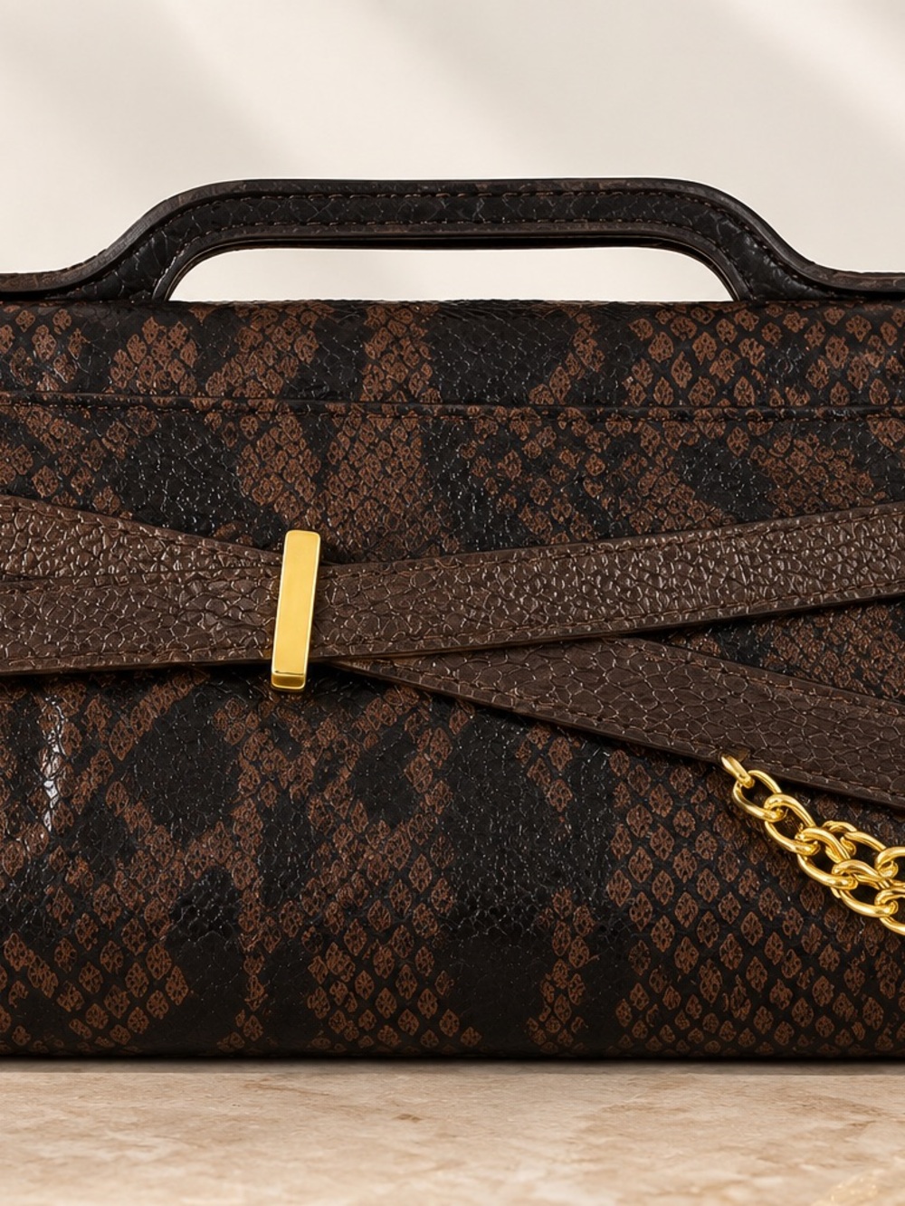 LeMeilleur de i’Italie Genuine Italian Leather Snakeskin print Clutch bag